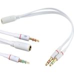 Istatek Y Kablo 3.5 mm Dişi To 2 x 3.5 mm Erkek Kulaklık Mikrofon Ayırıcı Beyaz