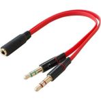 Istatek Y Kablo 3.5 mm Dişi To 2 x 3.5 mm Erkek Kulaklık Mikrofon Ayırıcı Kırmızı