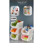 Istiflenebilir 5'li Düzenleyici Set, Dolap, Lavabo ve Buzdolabı Içi, Beyaz - Ahşap - Bej - Siyah - Seçenek 1