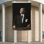 Istikbal Göklerdedir Atatürk Portresi Poster Bayrak Premium Raşel Kumaş ATA10 2X3M