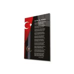İstiklal Marşı ve Türk Bayrağı Cam Tablo Modern Ev Ofis Salon Hediyelik Büyük Tablo Duvar Dekoru
