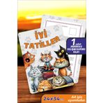 İstisna 1 Adet Kedi Temalı A4 Okul Öncesi Anaokulu Karne Kılıfı Kabı Karne Süsleme 24x34