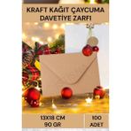İstisna 100 Adet 13*18 Kahverengi Çaycuma Kraft Zarf Davetiye Lüks Tebrik Kartı Mektup Mühür - Renkli - Standart