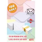 İstisna 100 Adet 7x9 Cm Beyaz Zarf Sevimli Mini Kart Zarfları Beyaz Renkli Not Kağıdı