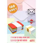 İstisna 100 Adet 7x9 Cm Renkli Zarf Ve Not Kağıdı Doğum Günü Için Sevimli Mini Kart Zarfları