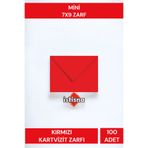İstisna 100 Adet Mini Kırmızı Renkli Kartvizit Küçük Zarf 7x9