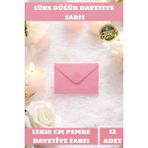 İstisna 12 Adet 13X18 cm Pembe Zarf Davetiye Lüks Tebrik Kartı Mektup Mühür Cüzdan Büyük Düğün Zarfı - Renkli - Standart