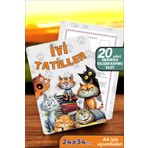 İstisna 20 Adet Kedi Temalı A4 Anaokulu Karne Kılıfı Kabı Karne Süsleme 24x34