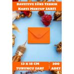 İstisna 200 Adet 13X18 cm Turuncu Zarf Davetiye Lüks Tebrik Kartı Mektup Mühür Cüzdan Büyük Düğün Zarfı - Renkli - Standart