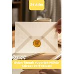 İstisna Aslan Temalı Gold Renk Yuvarlak Mühür Sticker Ürün Ambalaj Paket Düğün Davetiye Zarf Etiketi - 24 Adet - Çok Renkli
