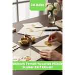 İstisna Unicorn Temalı Gold Renk Yuvarlak Mühür Sticker Ürün Ambalaj Paket Düğün Davetiye Zarf Etiketi - 24 Adet - Çok Renkli