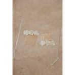 İstoria Bridal 2'li Gold Pin Toka, Nişan-Nikah Düğün Saç Aksesuarı, Gül Şeklinde İnci Tarak Toka (4 cm)