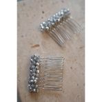 İstoria Bridal 2`li Gümüş Kristal Mini Tarak Toka, Nişan Tokası, Saç Aksesuarı