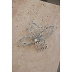 İstoria Bridal Gümüş Nişan Saç Aksesuarı, Gümüş Kristal Boncuklu Tarak Toka, Özel Gün Tokası