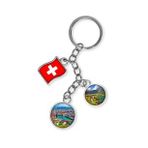 İsviçre Üçlü Epoksi Metal Çift Taraflı Damla Anahtarlık Switzerland