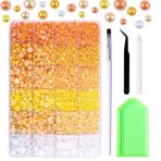 ISYINGTW 9960 Adet Sarı İnciler Yapay Elmaslar, Düz Sırtlı İnciler El Sanatları Bardak Ayakkabı Çivi Yüz Sanatı, Çeşitli Boyut 3/4/6/8 mm El İşi Yarım İnciler (Sarı)