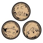 Itadori Yuuji Coaster Anime Mantar Bardak Altlığı 3'lü Set Fushigura Megumi/Nobara Kugisaki Yalıtımlı Yuvarlak Bardak Altlıkları İçecekler için Cam Sehpa Paspasları Ev Ofis için