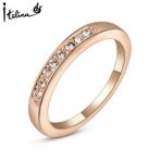Italina Rigant Zarif Nişan Yüzük ROSEGOLD Kaplama BEYAZ Taş Bakır-7 (47mm)