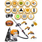 İtaly 14 Parça Full Set F808 Özel Seri Sırt Tipi Tırpan Benzinli Ot Çalı Çim Biçme Makinası