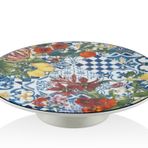 Italy Garden Porselen Kek Standı, Çiçek ve Limon Desenli, 26x9,5 cm, Beyaz