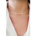 İtalyan 925 ayar gümüş rose choker yassı zincir kolye 40cm 3mm