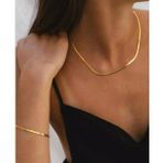 İTALYAN EZME KOLYE BİLEKLİK SET ZİNCİR KADIN GOLD ÇELİK ÜZERİ ALTIN KAPLAMA GARANTİ BELGELİ