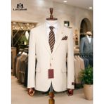 Italyan Kesim Blazer Süet Erkek Ceket Krem - 52
