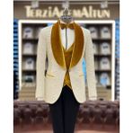 İtalyan kesim ceket yelek pantolon damatlık set Beyaz T12073 - 58
