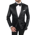 İTALYAN KESİM ERKEK CEKET PANTOLON DAMATLIK SET SİYAH T7503