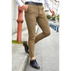 İtalyan Kesim Slim Fit Erkek Keten Pantolon-5419 KREM 32