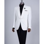 Italyan Kesim Slim Fit Şal Yaka Ceket Pantolon Damatlık Set Ekru T13633 - 46