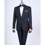 Italyan Kesim Slim Fit Şal Yaka Ceket Pantolon Damatlık Set Siyah T13634 - 46