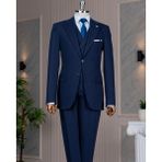 Italyan Stil 8 Drop Ceket Yelek Pantolon Takım Elbise Lacivert T14592 - 46