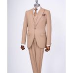 İtalyan Stil Ceket Yelek Pantolon Takım Elbise Camel T12820 - 56