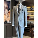 İtalyan Stil Ceket Yelek Pantolon Takım Elbise Siyah T12863 - 46