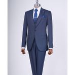 Italyan Stil Çizgili Ceket Yelek Pantolon Takım Elbise Lacivert T10731 - 50