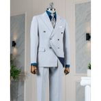 Italyan Stil Kruvaze Ceket Pantolon Takım Elbise Gri T14081 - 58