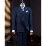 Italyan Stil Kruvaze Ceket Pantolon Takım Elbise Lacivert T14116 - 46