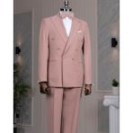 Italyan Stil Kruvaze Ceket Pantolon Takım Elbise Pembe T14198 - 50
