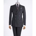 Italyan Stil Kruvaze Ceket Pantolon Takım Elbise Siyah T13300 - 46
