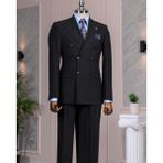 Italyan Stil Kruvaze Ceket Pantolon Takım Elbise Siyah T14135 - 46