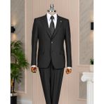 Italyan Stil Slim Fit 4 Drop Çizgili Ceket Pantolon Takım Elbise Siyah T14410 - 52