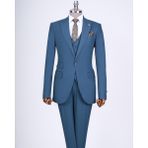 Italyan Stil Slim Fit 8 Drop Ceket Yelek Pantolon Takım Elbise Yeşil T12631 - 48