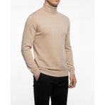 Italyan Stil Slim Fit Balıkçı Yaka Erkek Triko Kazak Bej T15101 - 2XL