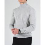 Italyan Stil Slim Fit Boğazlı Erkek Triko Kazak Gri T11388 - XL