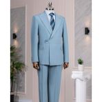 Italyan Stil Slim Fit Ceket Pantalon Takım Elbise Mavi T14383 - 48