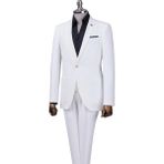 İtalyan Stil Slim Fit Ceket Pantolon Takım Elbise Beyaz T12518 - 46
