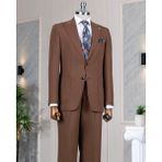 Italyan Stil Slim Fit Ceket Pantolon Takım Elbise Kahverengi T14154 - 48