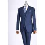 Italyan Stil Slim Fit Ceket Yelek Pantolon Takım Elbise Lacivert T13057 - 48