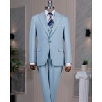 Italyan Stil Slim Fit Ceket Yelek Pantolon Takım Elbise Mavi T14185 - 54